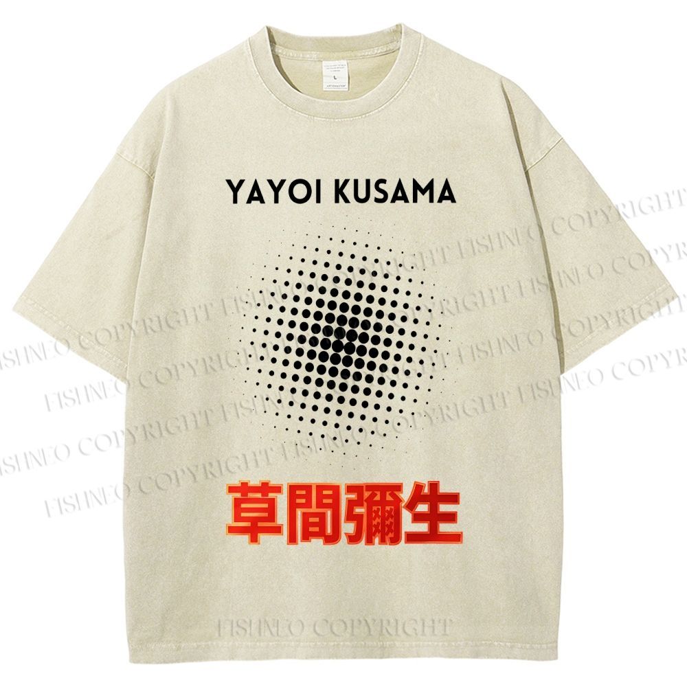 Unisex Yayoi Kusama Polka Dots Printed Washed Tee