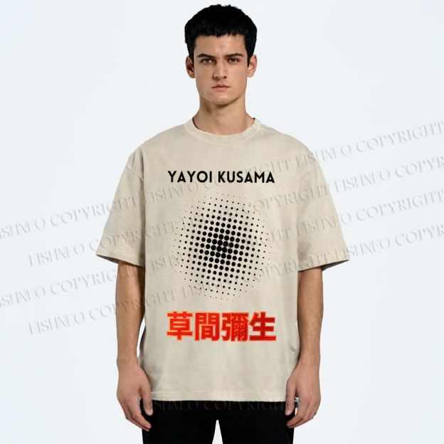 Unisex Yayoi Kusama Polka Dots Printed Washed Tee