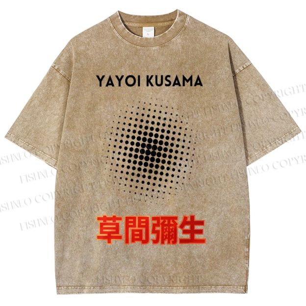 Unisex Yayoi Kusama Polka Dots Printed Washed Tee