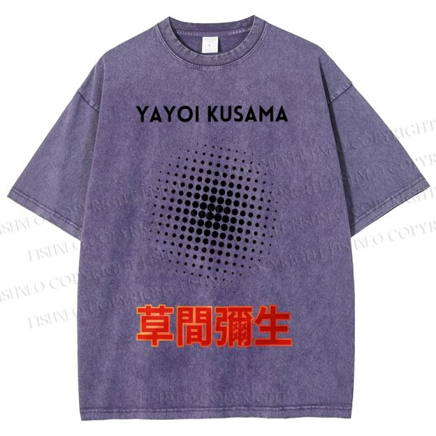 Unisex Yayoi Kusama Polka Dots Printed Washed Tee