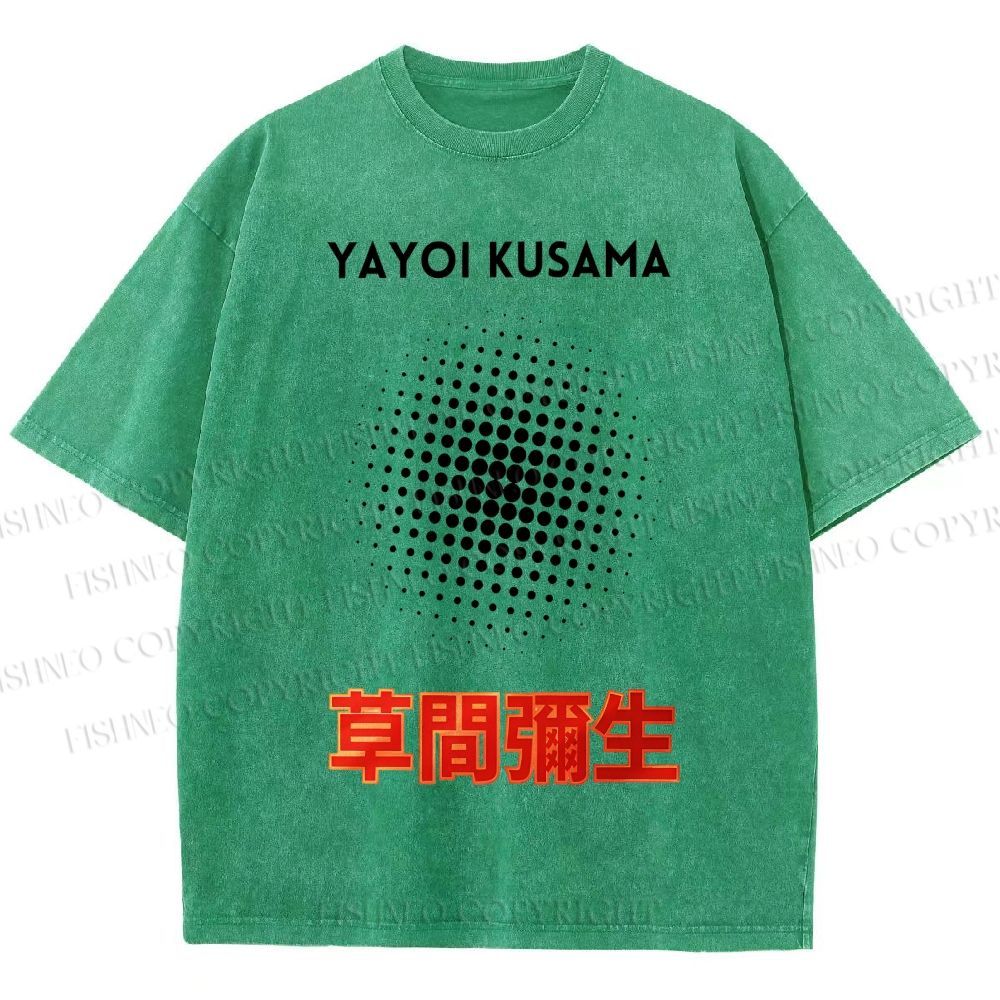 Unisex Yayoi Kusama Polka Dots Printed Washed Tee