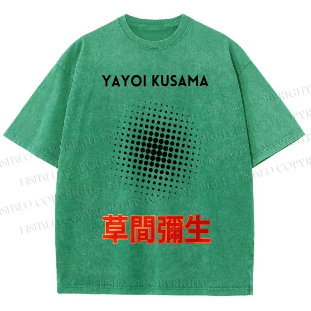 Unisex Yayoi Kusama Polka Dots Printed Washed Tee