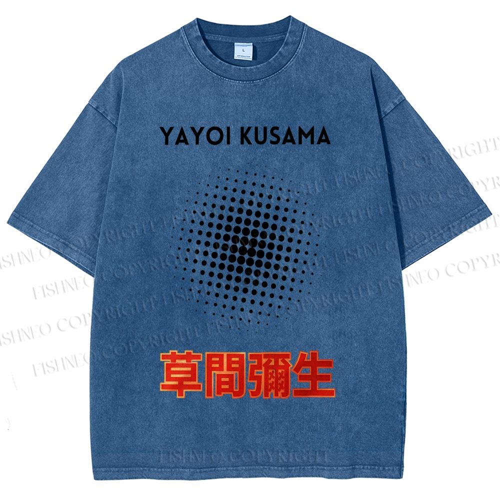 Unisex Yayoi Kusama Polka Dots Printed Washed Tee
