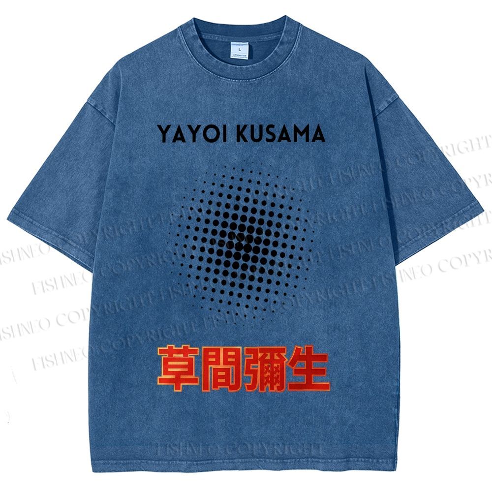 Unisex Yayoi Kusama Polka Dots Printed Washed Tee