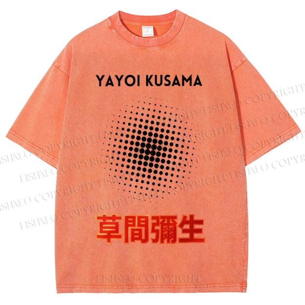 Unisex Yayoi Kusama Polka Dots Printed Washed Tee