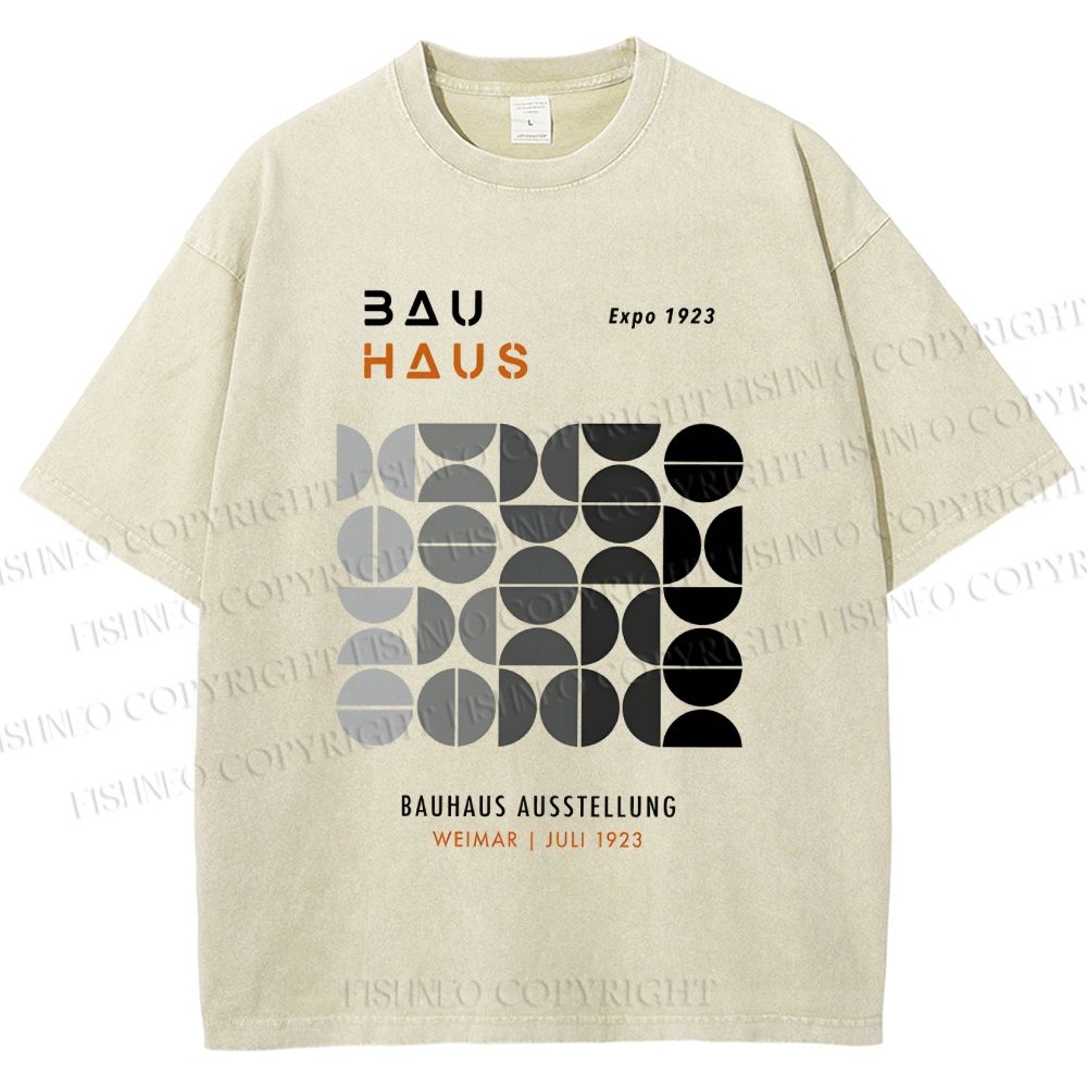 Unisex Bauhaus Gradient Geometry Printed Washed Tee
