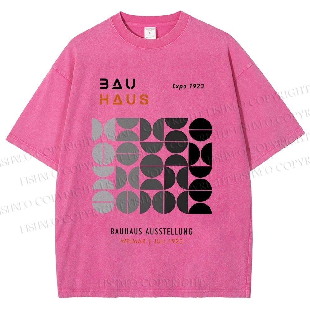 Unisex Bauhaus Gradient Geometry Printed Washed Tee