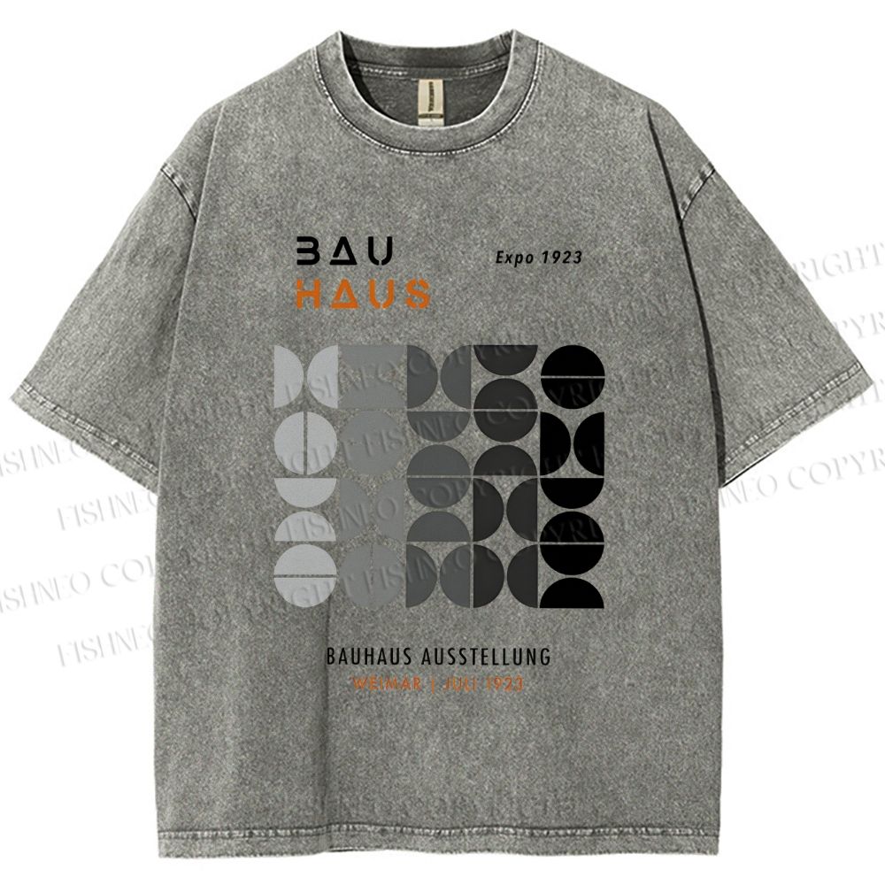 Unisex Bauhaus Gradient Geometry Printed Washed Tee