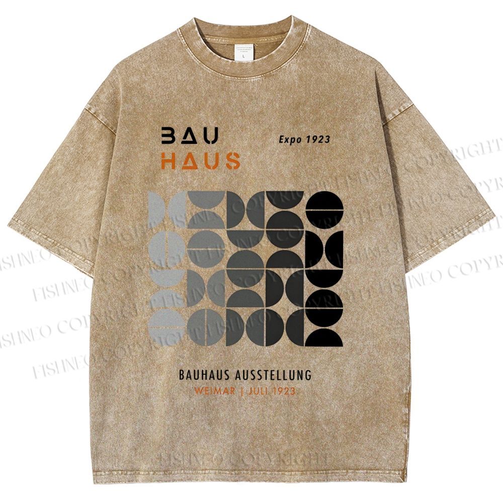 Unisex Bauhaus Gradient Geometry Printed Washed Tee