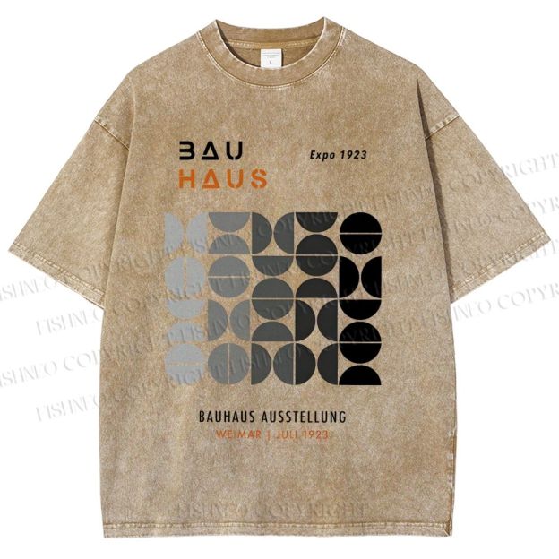 Unisex Bauhaus Gradient Geometry Printed Washed Tee