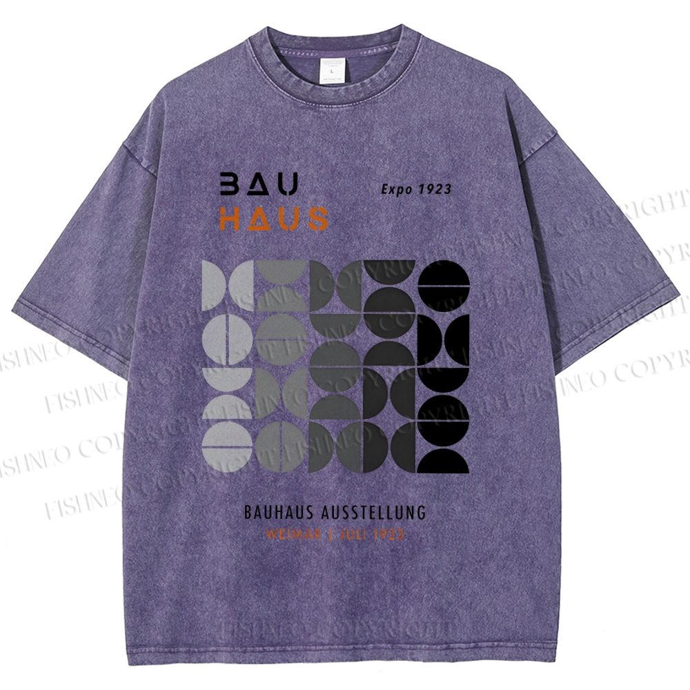 Unisex Bauhaus Gradient Geometry Printed Washed Tee