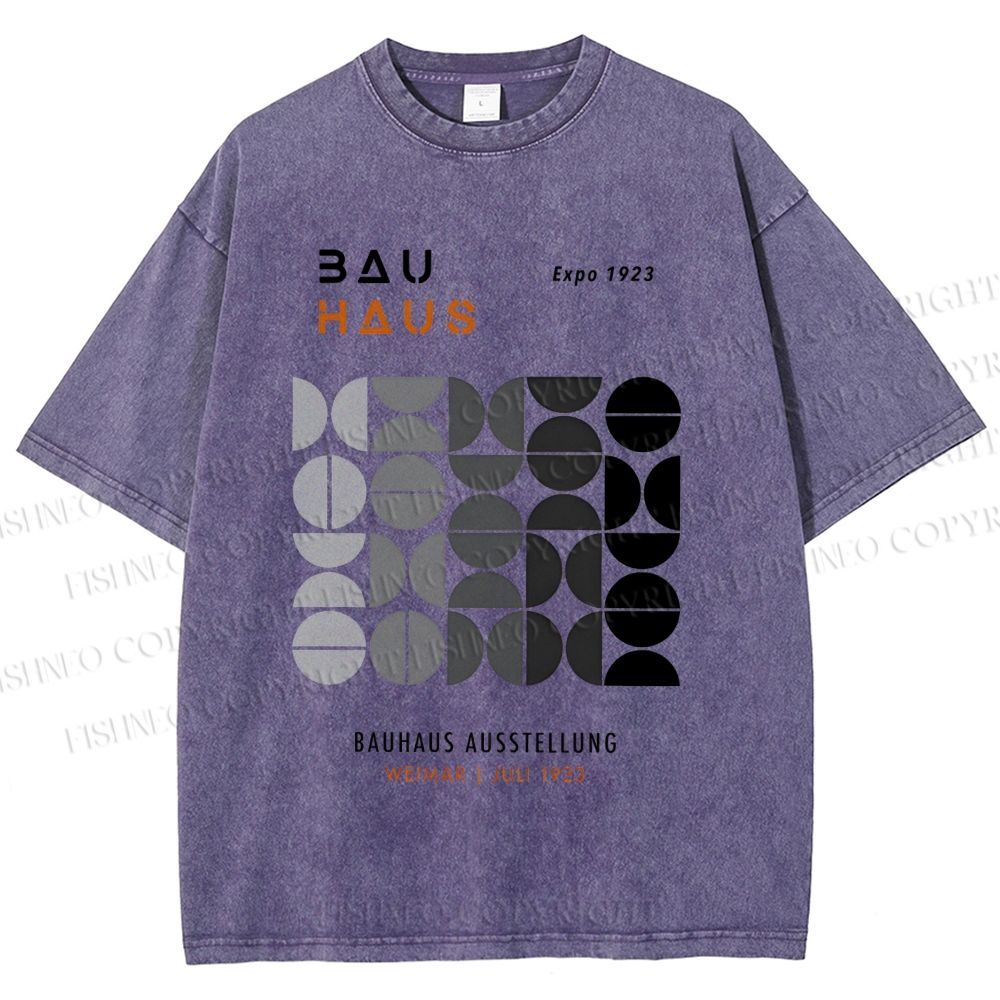 Unisex Bauhaus Gradient Geometry Printed Washed Tee