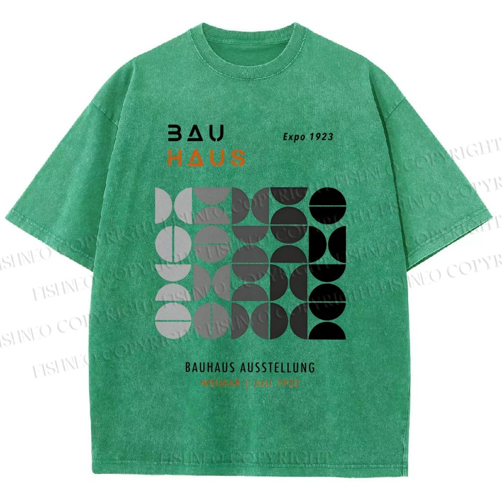 Unisex Bauhaus Gradient Geometry Printed Washed Tee