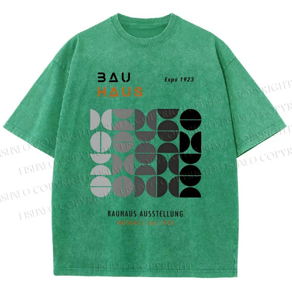 Unisex Bauhaus Gradient Geometry Printed Washed Tee