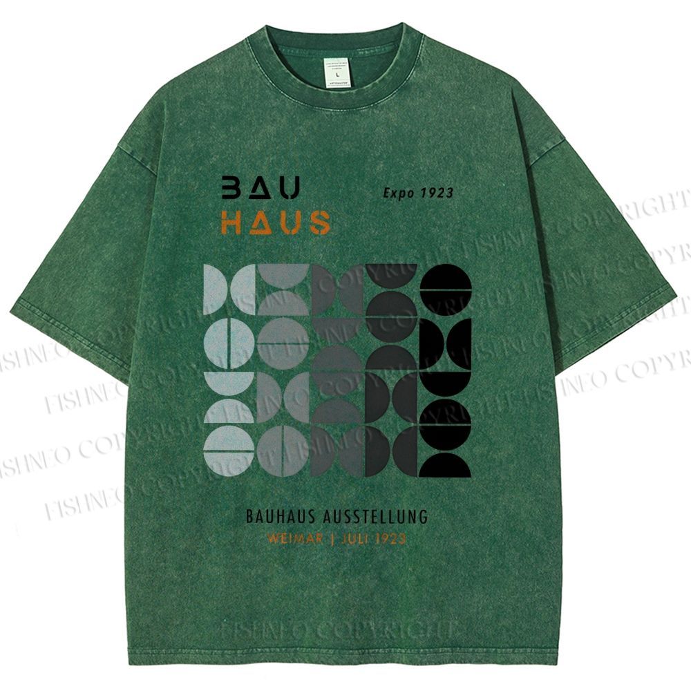 Unisex Bauhaus Gradient Geometry Printed Washed Tee