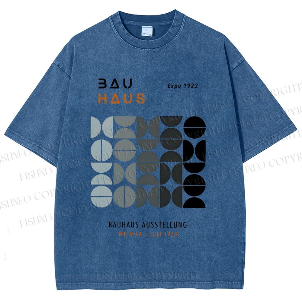 Unisex Bauhaus Gradient Geometry Printed Washed Tee