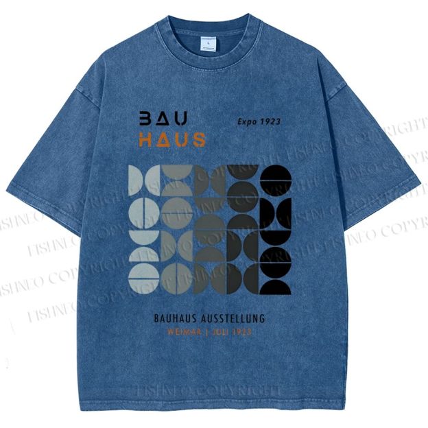 Unisex Bauhaus Gradient Geometry Printed Washed Tee