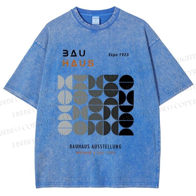 Unisex Bauhaus Gradient Geometry Printed Washed Tee
