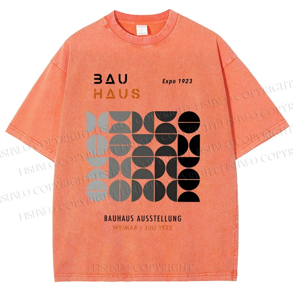 Unisex Bauhaus Gradient Geometry Printed Washed Tee