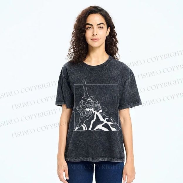 Unisex Evangelion Unit-01 Printed Washed Tee
