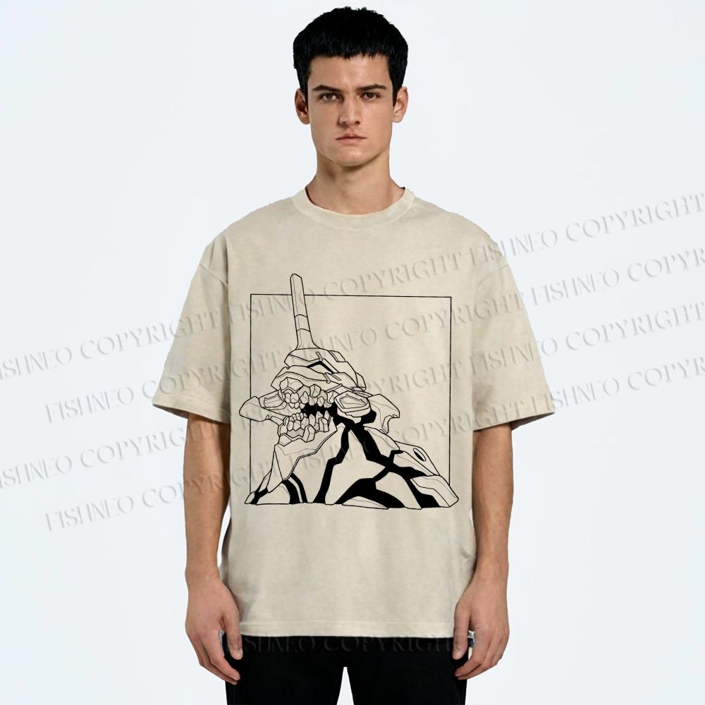 Unisex Evangelion Unit-01 Printed Washed Tee