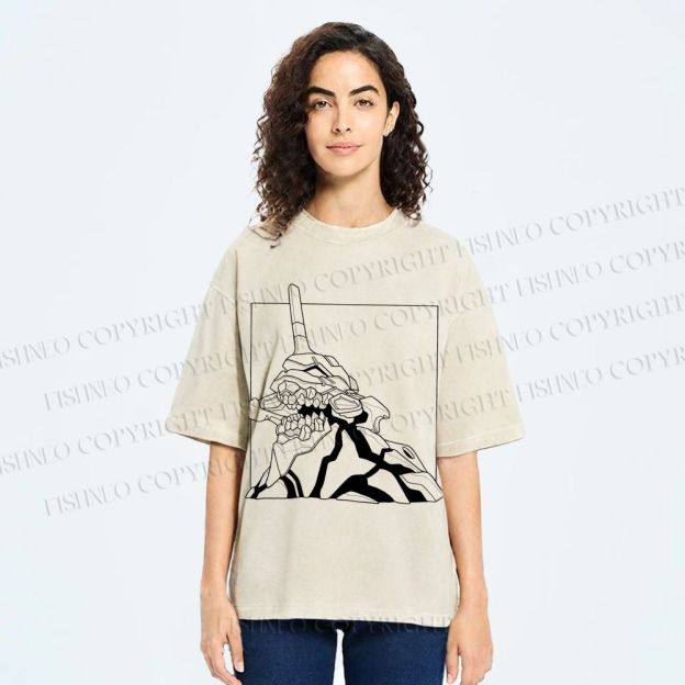 Unisex Evangelion Unit-01 Printed Washed Tee