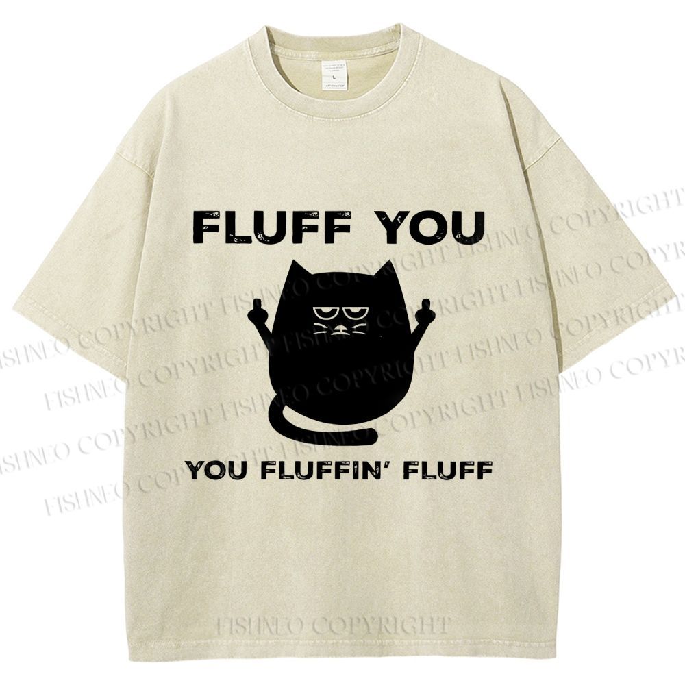 Unisex Fluff You Sassy Black Cat Printed Washed Tee