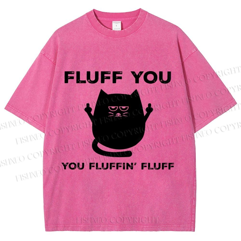 Unisex Fluff You Sassy Black Cat Printed Washed Tee