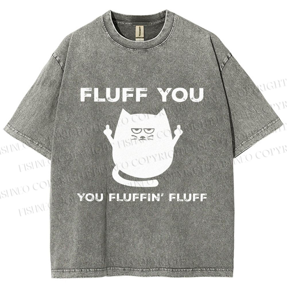 Unisex Fluff You Sassy Black Cat Printed Washed Tee