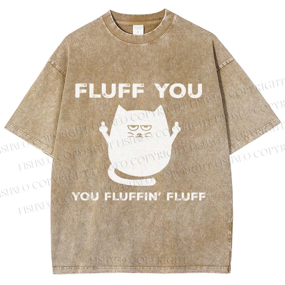 Unisex Fluff You Sassy Black Cat Printed Washed Tee