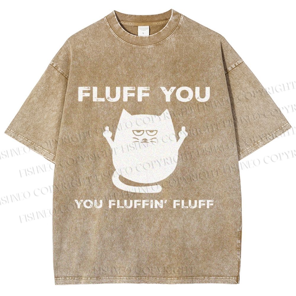 Unisex Fluff You Sassy Black Cat Printed Washed Tee