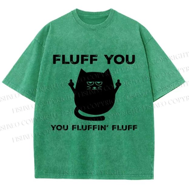 Unisex Fluff You Sassy Black Cat Printed Washed Tee