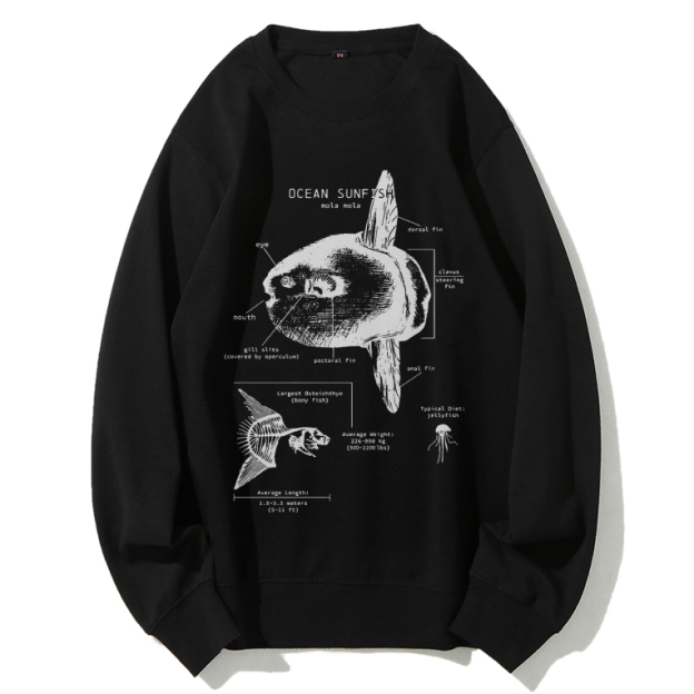 Ocean Sunfish Anatomy Cotton Sweatshirt
