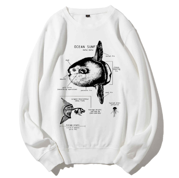 Ocean Sunfish Anatomy Cotton Sweatshirt