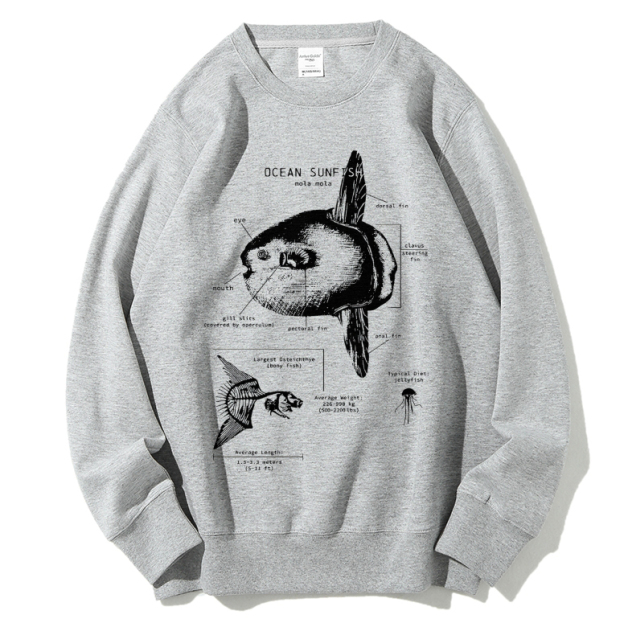Ocean Sunfish Anatomy Cotton Sweatshirt