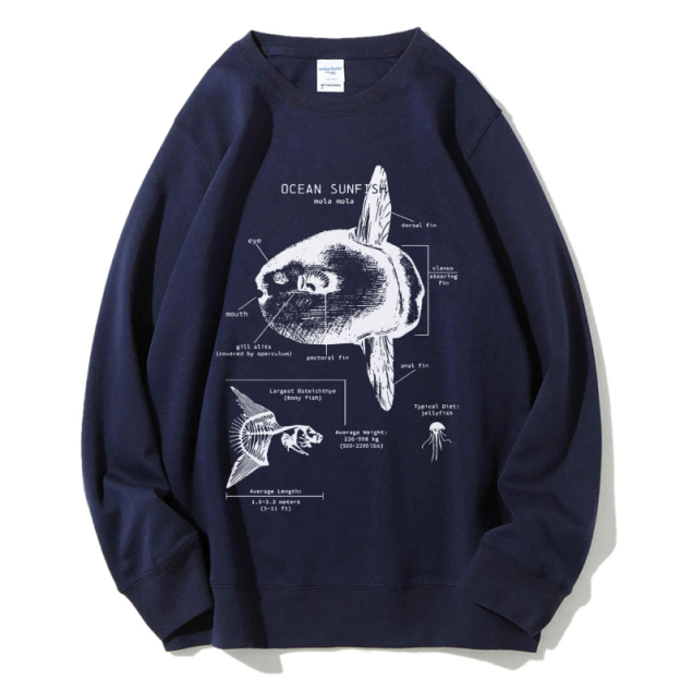 Ocean Sunfish Anatomy Cotton Sweatshirt
