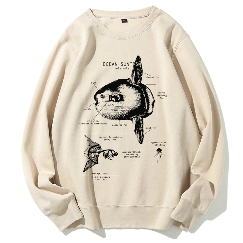 Ocean Sunfish Anatomy Cotton Sweatshirt