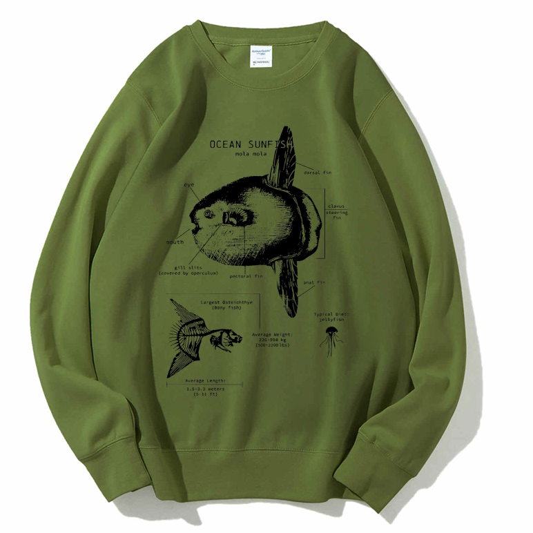 Ocean Sunfish Anatomy Cotton Sweatshirt