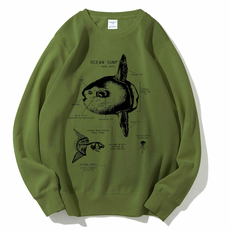 Ocean Sunfish Anatomy Cotton Sweatshirt
