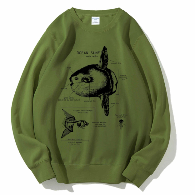 Ocean Sunfish Anatomy Cotton Sweatshirt