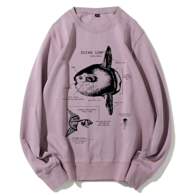 Ocean Sunfish Anatomy Cotton Sweatshirt