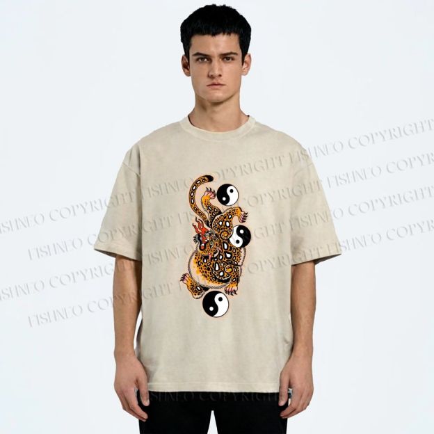 Unisex Vintage Japanese Panther Printed Washed Tee