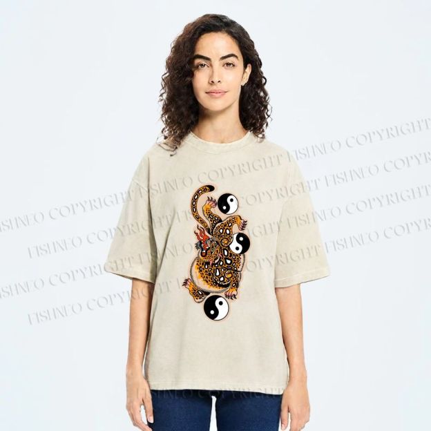 Unisex Vintage Japanese Panther Printed Washed Tee