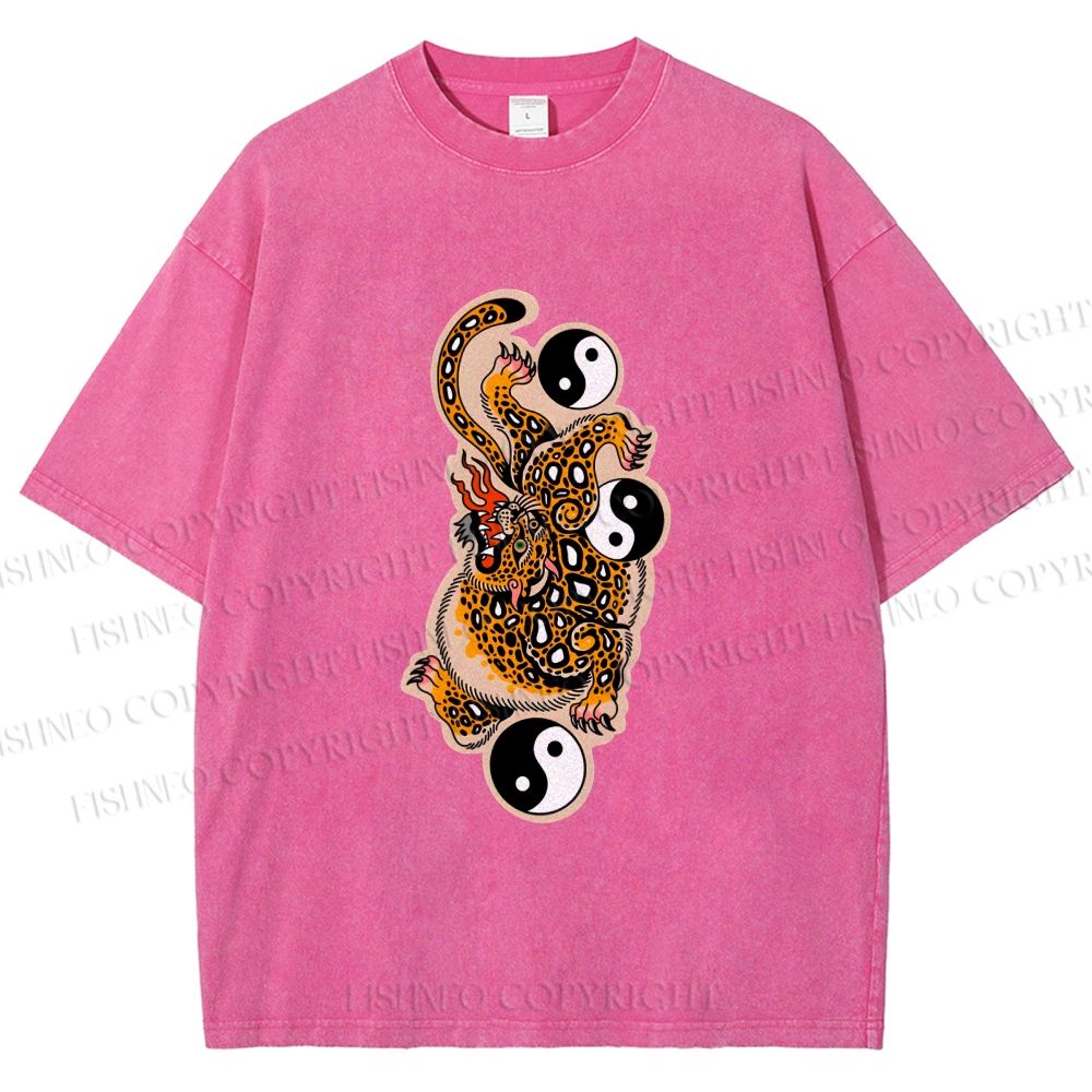 Unisex Vintage Japanese Panther Printed Washed Tee