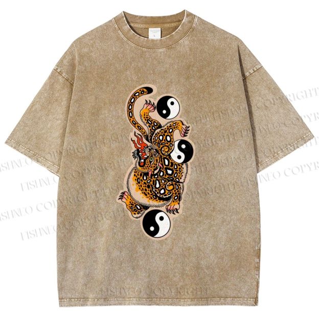 Unisex Vintage Japanese Panther Printed Washed Tee