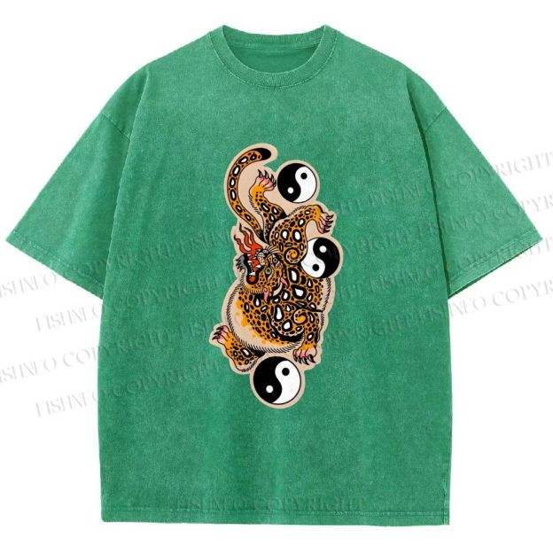 Unisex Vintage Japanese Panther Printed Washed Tee