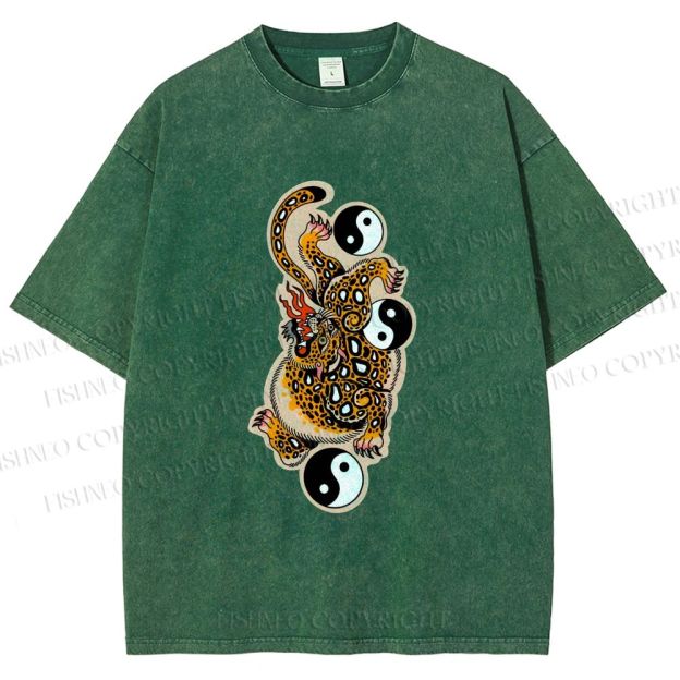 Unisex Vintage Japanese Panther Printed Washed Tee