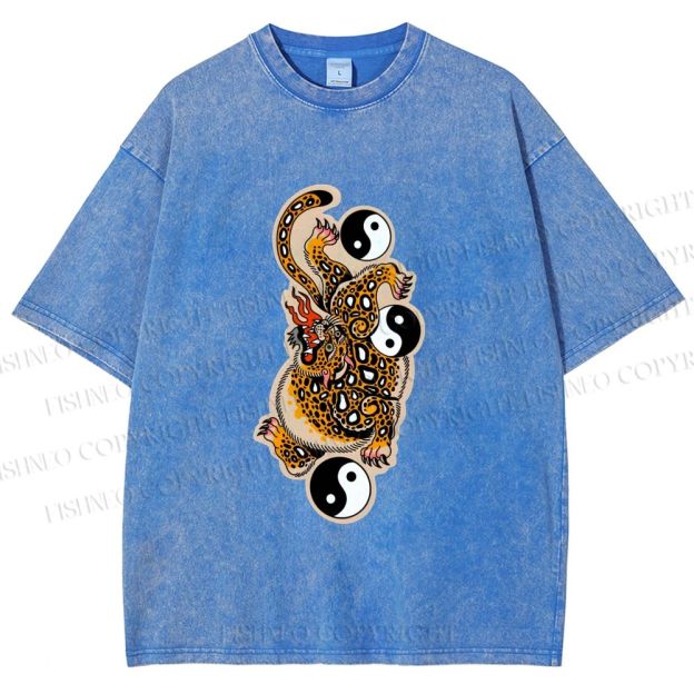 Unisex Vintage Japanese Panther Printed Washed Tee