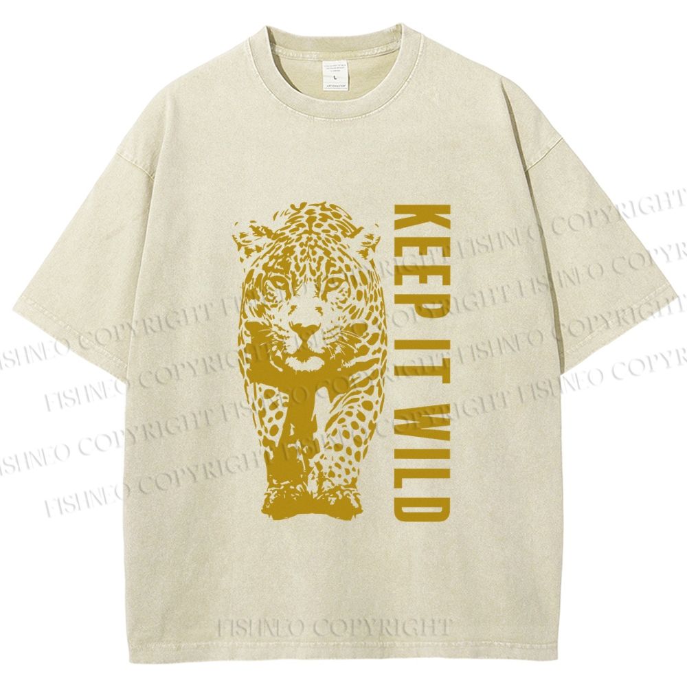 Unisex Keep it Wild Panther Printed Washed Tee
