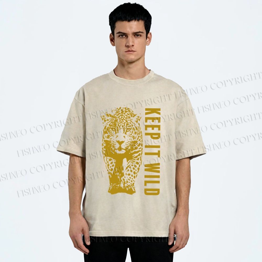 Unisex Keep it Wild Panther Printed Washed Tee